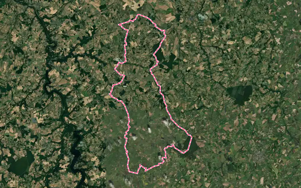 Vue satellite de Orsennes avec ses contours administratifs