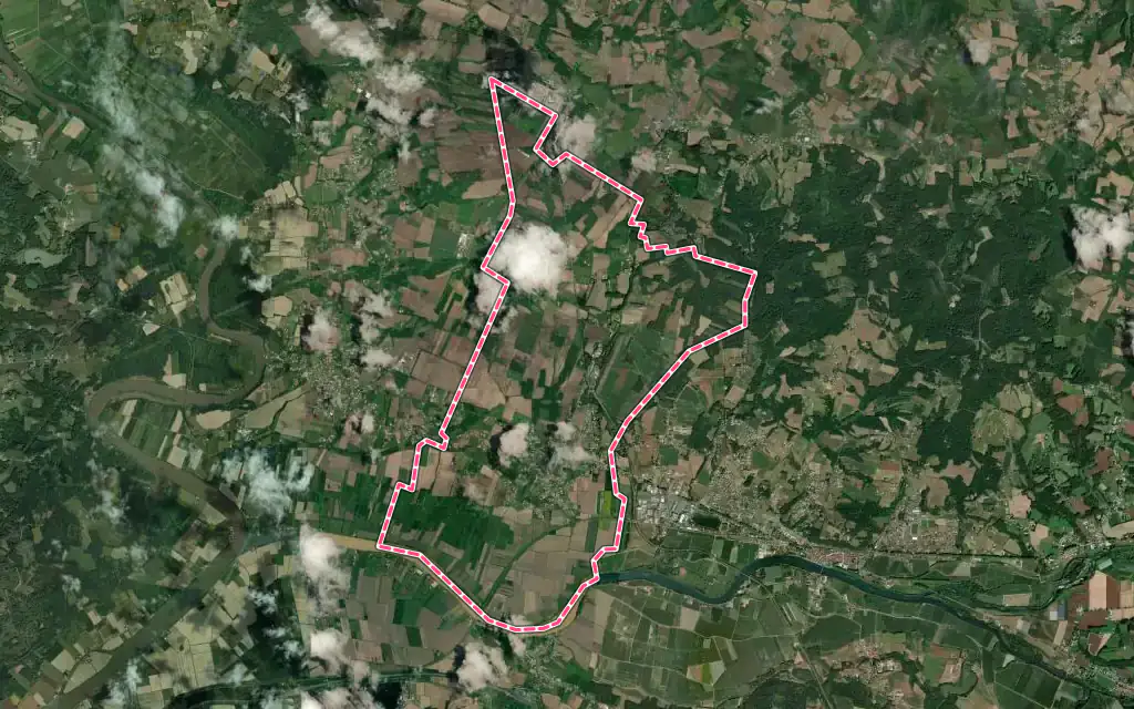 Vue satellite de Orthevielle avec ses contours administratifs