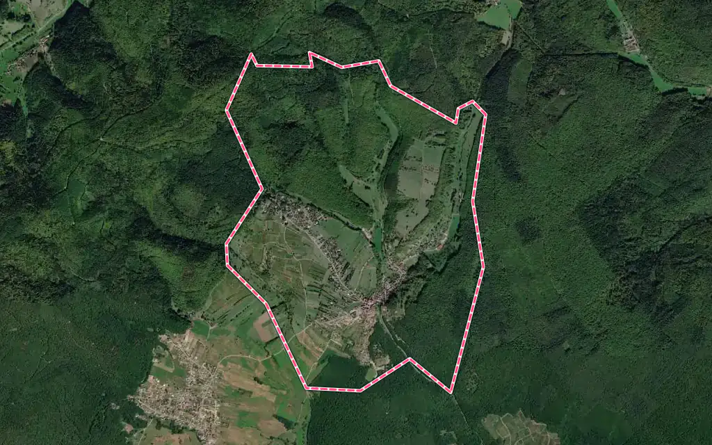 Vue satellite de Osenbach avec ses contours administratifs