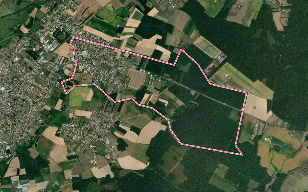 Vue satellite de Oslon avec ses contours administratifs