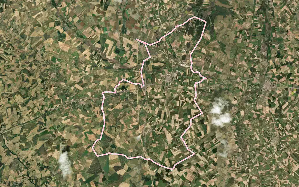 Vista satélite de Osorno la Mayor con su contorno administrativo