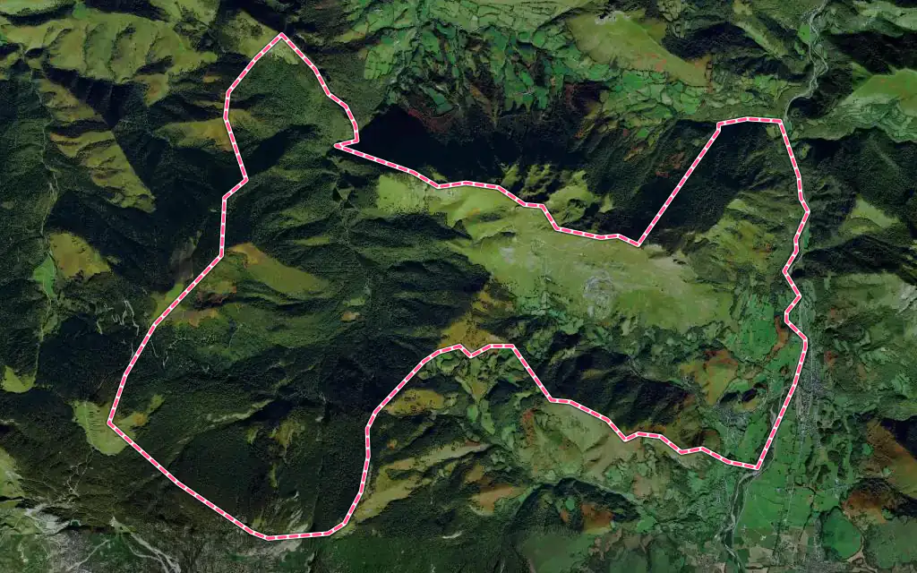 Vue satellite de Osse-en-Aspe avec ses contours administratifs