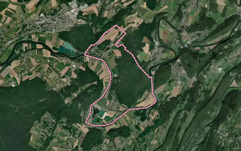 Vue satellite de Osselle-Routelle avec ses contours administratifs