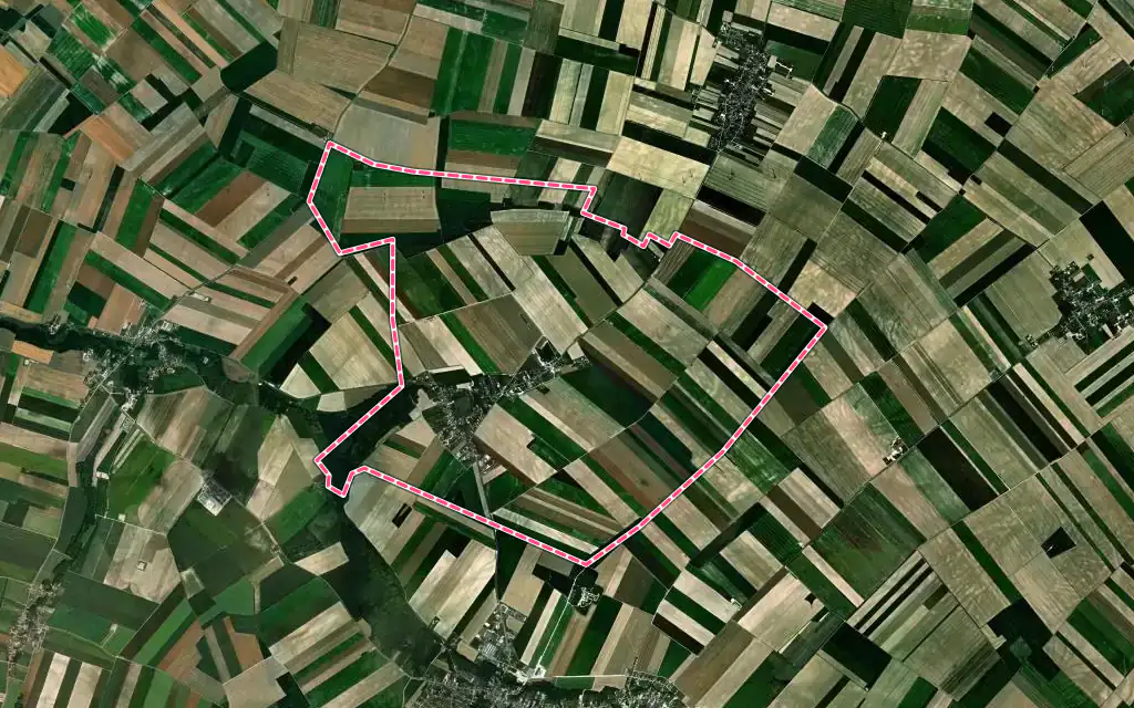 Vue satellite de Ossey-les-Trois-Maisons avec ses contours administratifs