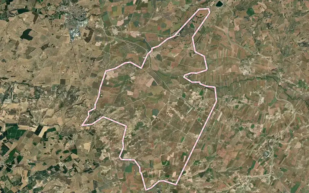 Vista satélite de Ossó de Sió con su contorno administrativo