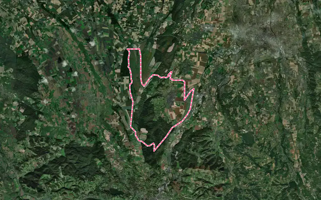 Vue satellite de Ossun avec ses contours administratifs