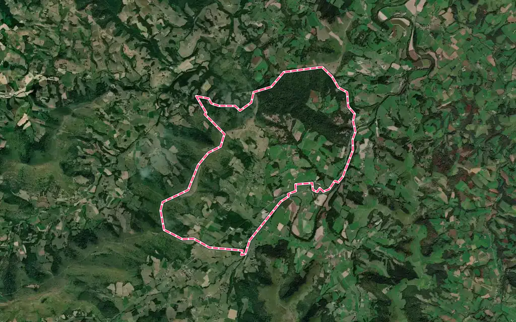 Vue satellite de Ostabat-Asme avec ses contours administratifs