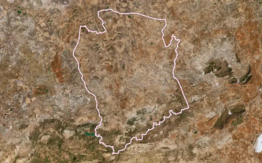 Vista satélite de osuna con su contorno administrativo