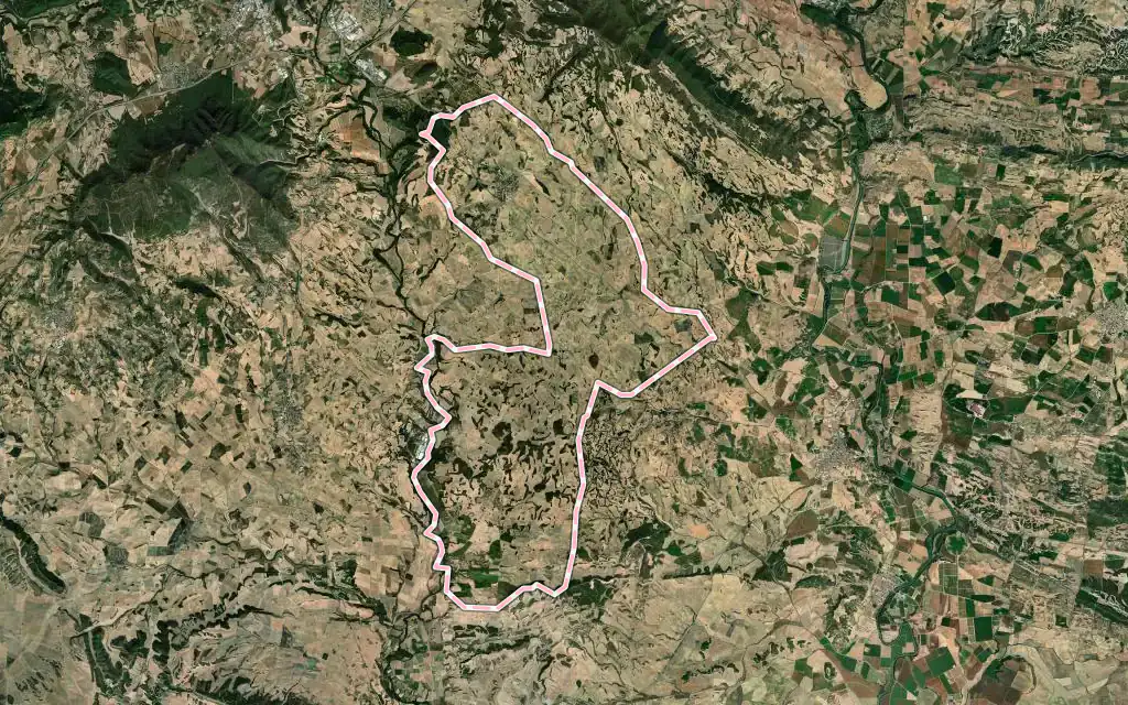 Vista satélite de Oteiza con su contorno administrativo