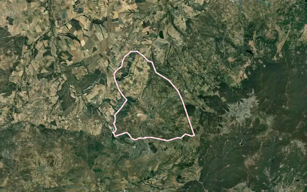 Vista satélite de Otero de Herreros con su contorno administrativo