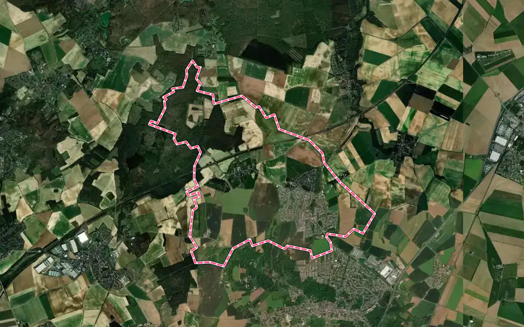 Vue satellite de Othis avec ses contours administratifs