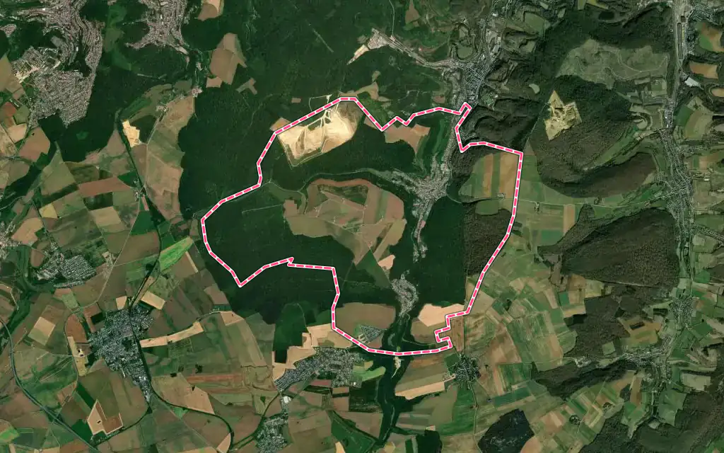 Vue satellite de Ottange avec ses contours administratifs