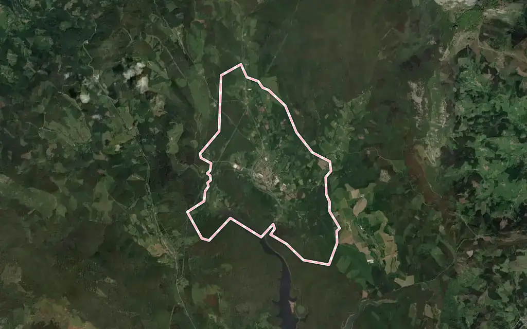 Vista satélite de Otxandio con su contorno administrativo