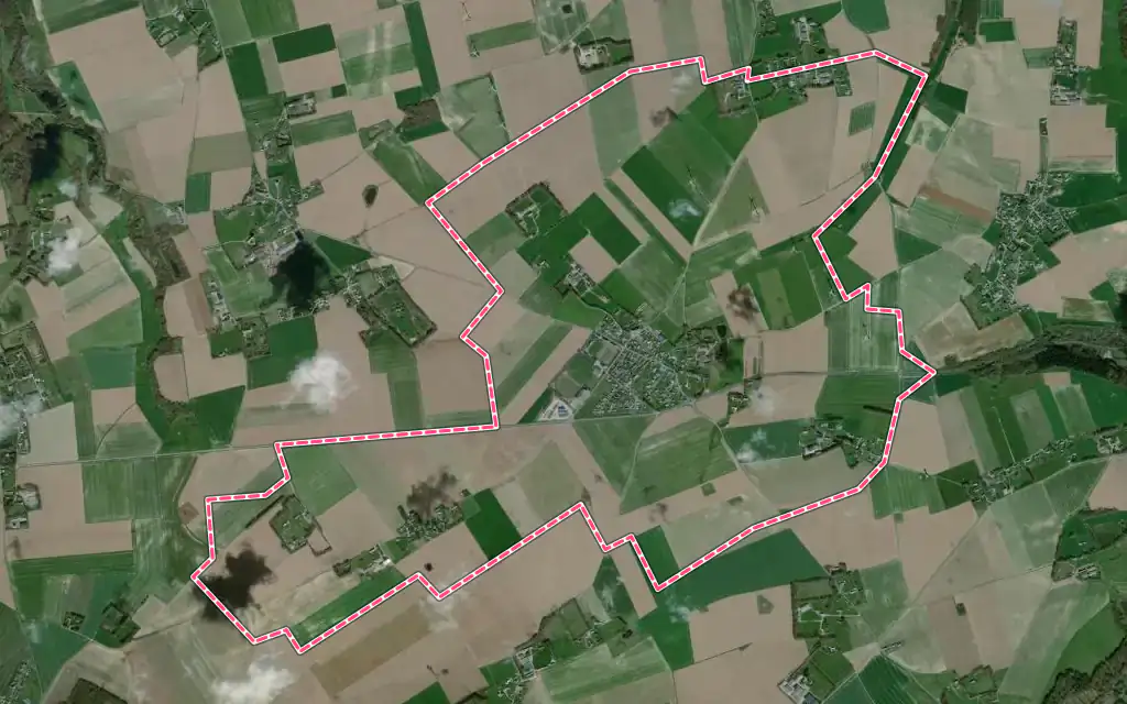 Vue satellite de Ouainville avec ses contours administratifs