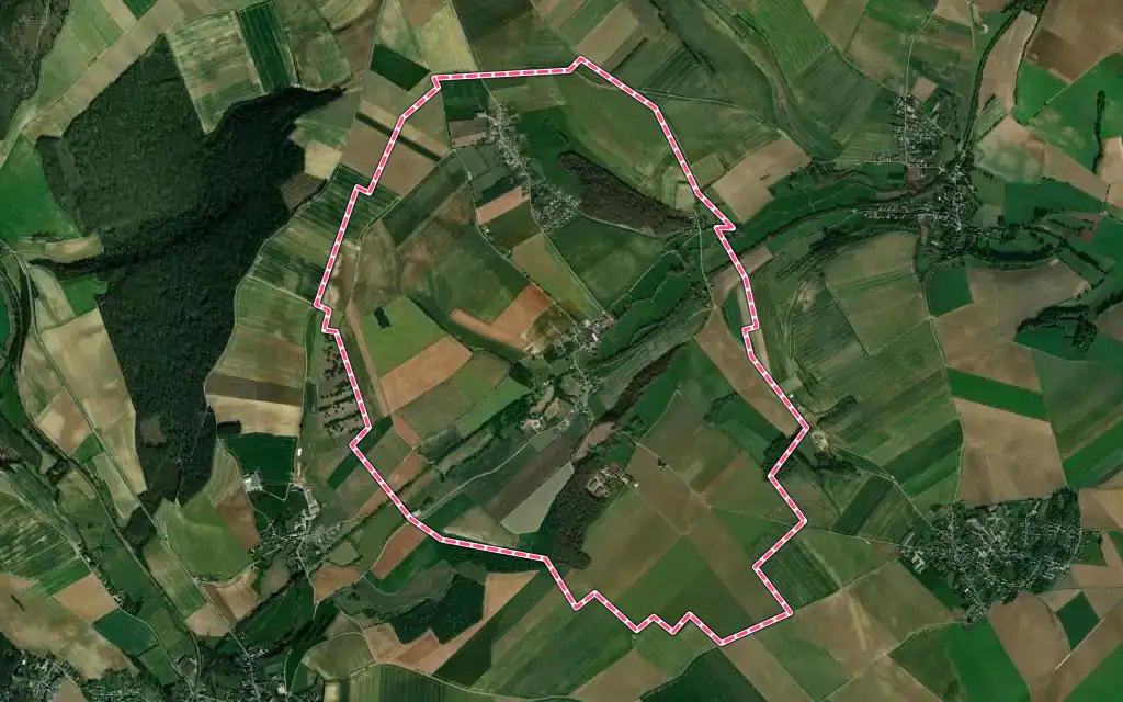 Vue satellite de Oudeuil avec ses contours administratifs