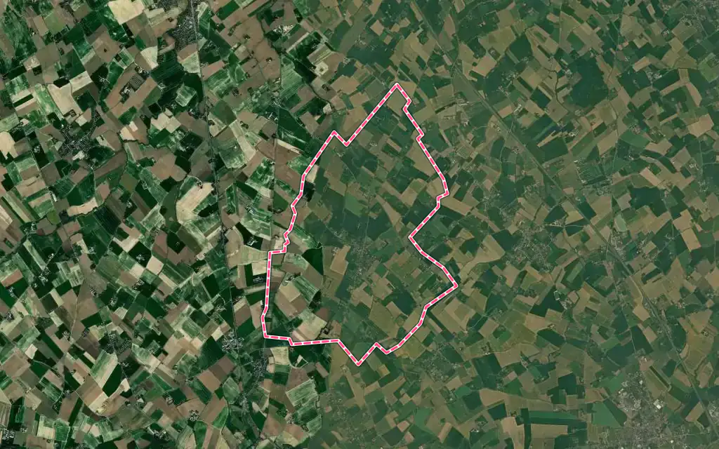 Vue satellite de Oudezeele avec ses contours administratifs