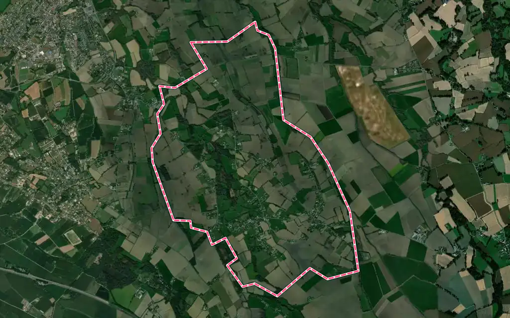 Vue satellite de Ouillon avec ses contours administratifs