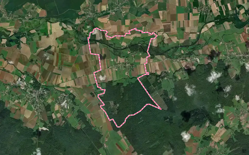 Vue satellite de Ounans avec ses contours administratifs