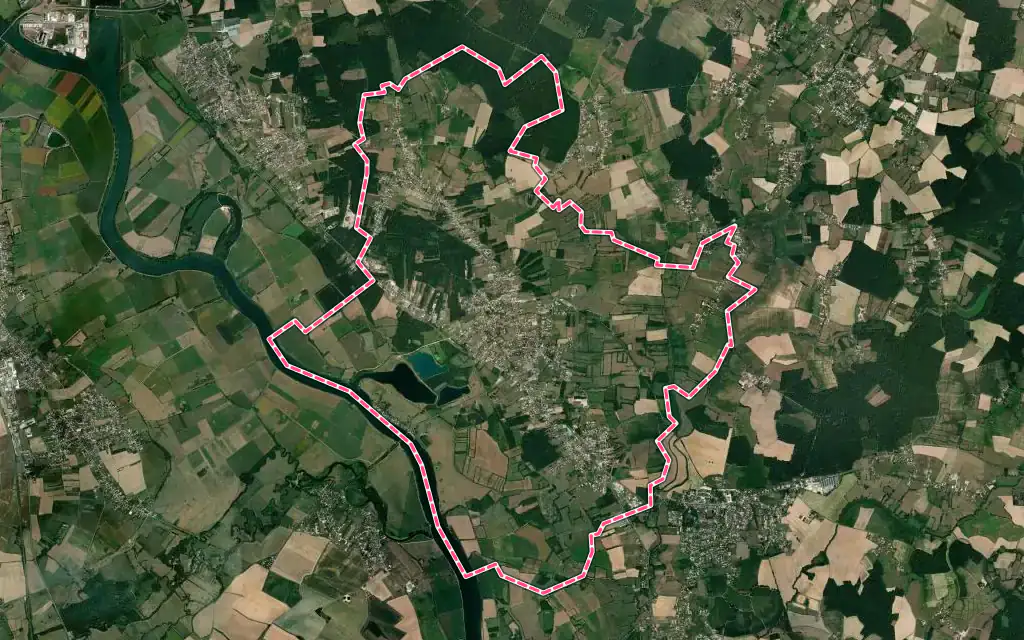 Vue satellite de Ouroux-sur-Saône avec ses contours administratifs
