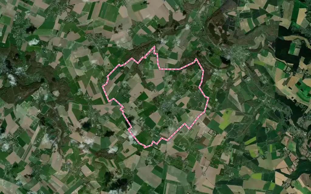 Vue satellite de Ourville-en-Caux avec ses contours administratifs