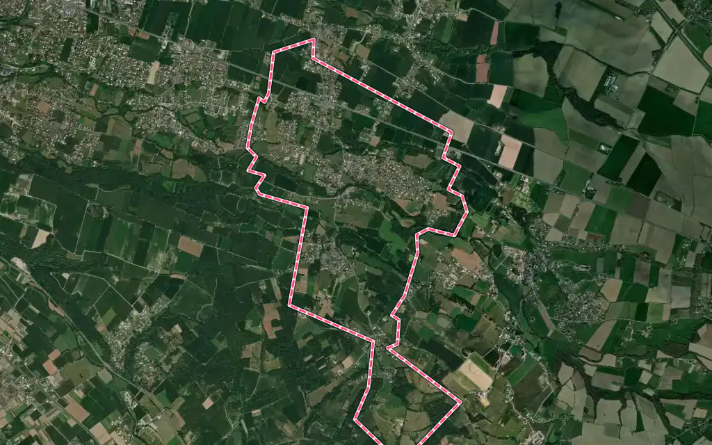 Vue satellite de Ousse avec ses contours administratifs
