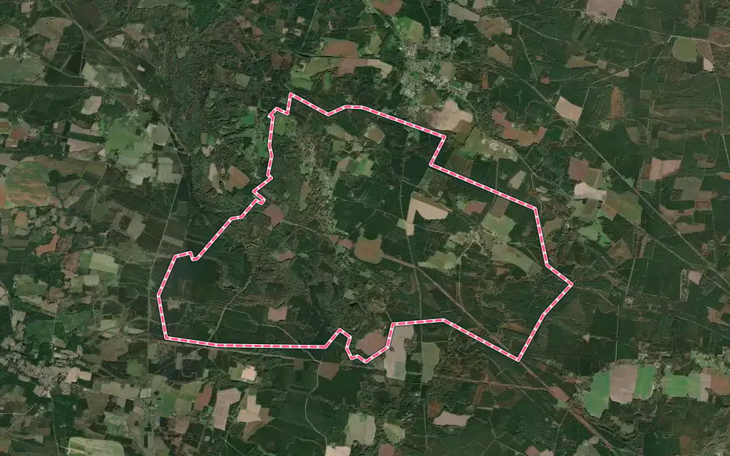 Vue satellite de Ousse-Suzan avec ses contours administratifs