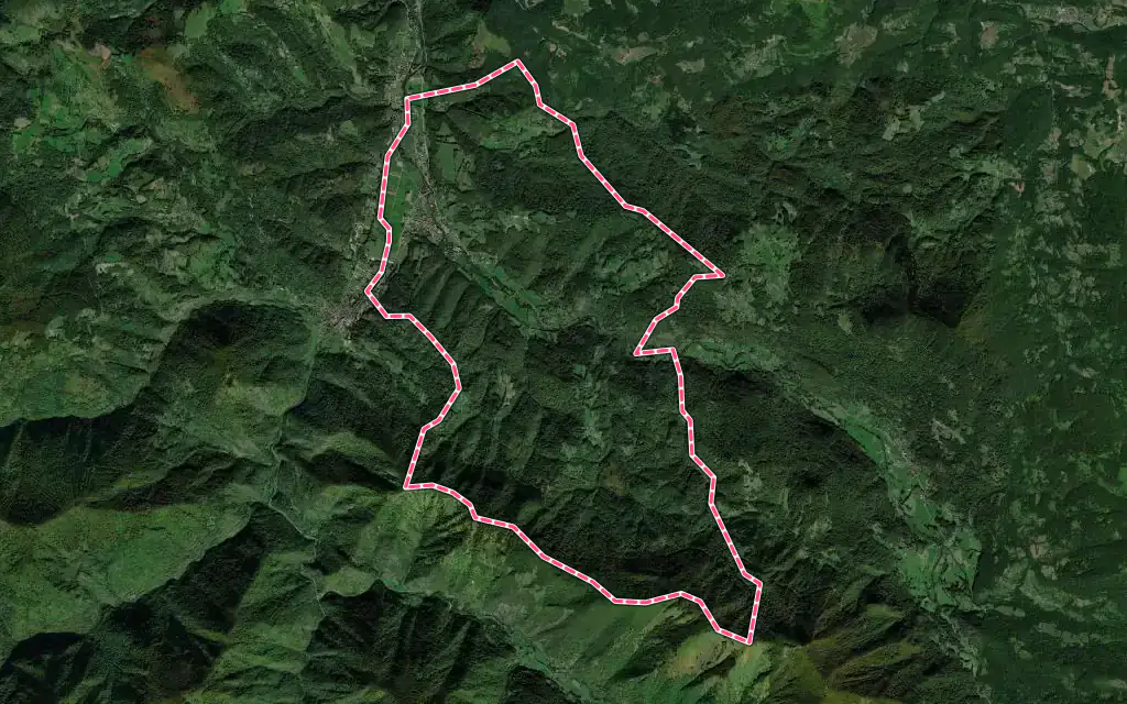 Vue satellite de Oust avec ses contours administratifs