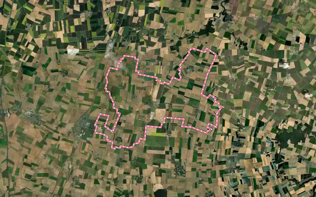 Vue satellite de Outarville avec ses contours administratifs
