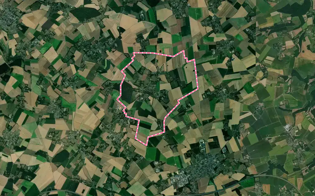 Vue satellite de Ouville-l'Abbaye avec ses contours administratifs