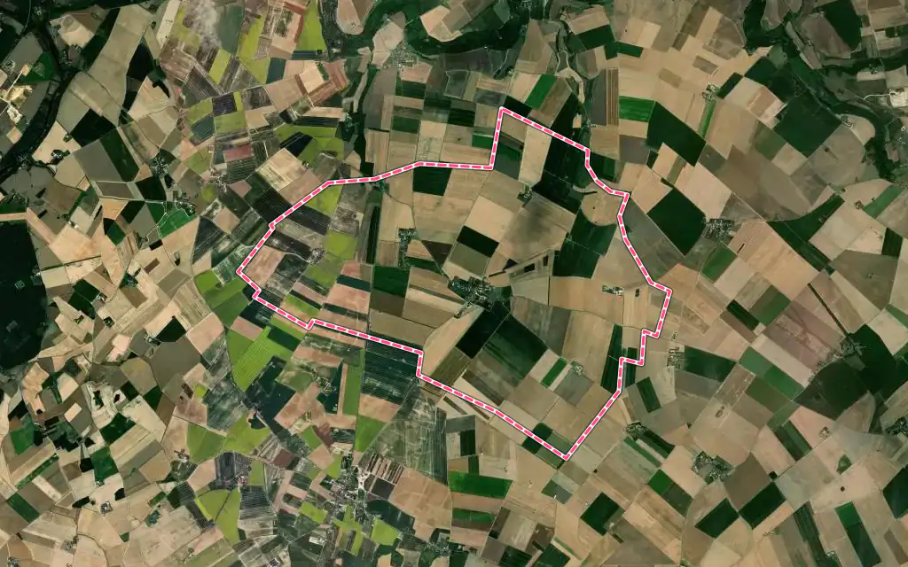 Vue satellite de Ouzouer-le-Doyen avec ses contours administratifs