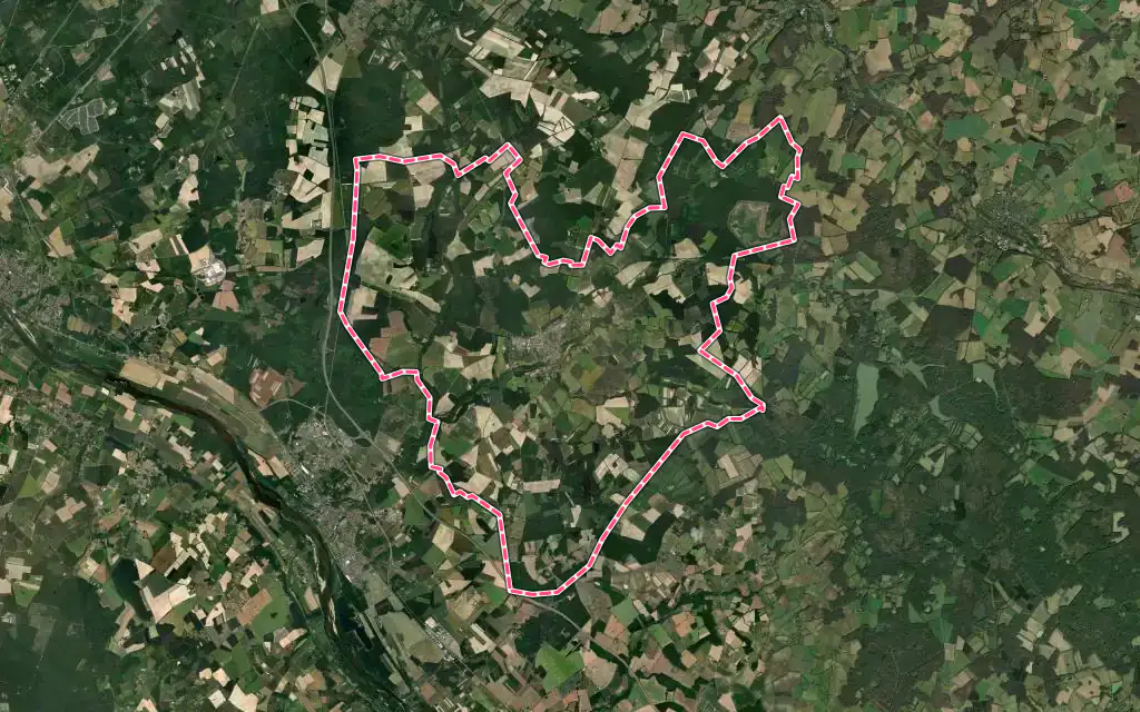 Vue satellite de Ouzouer-sur-Trézée avec ses contours administratifs