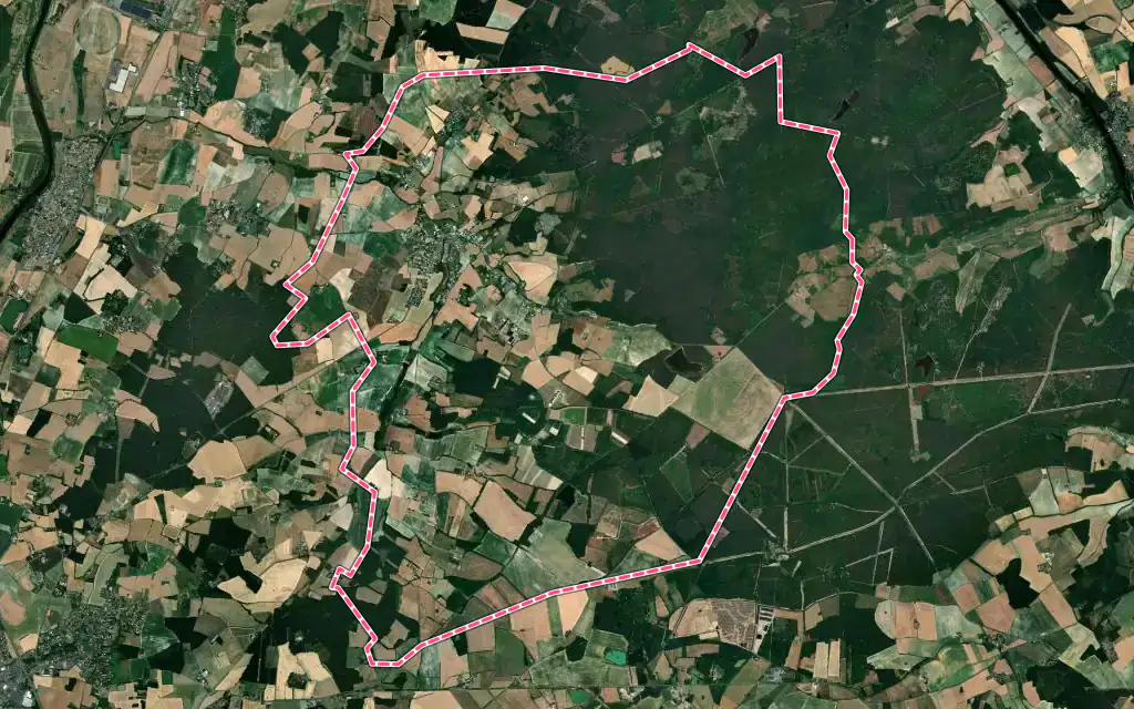 Vue satellite de Oyré avec ses contours administratifs