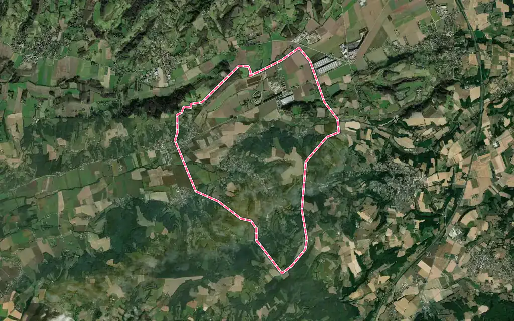 Vue satellite de Oytier-Saint-Oblas avec ses contours administratifs