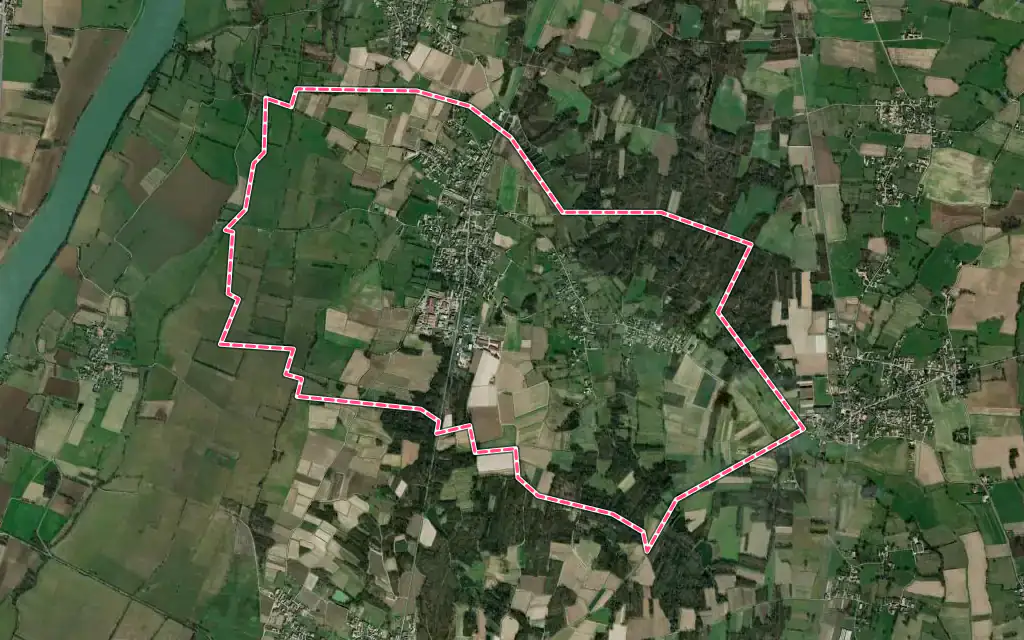 Vue satellite de Ozan avec ses contours administratifs