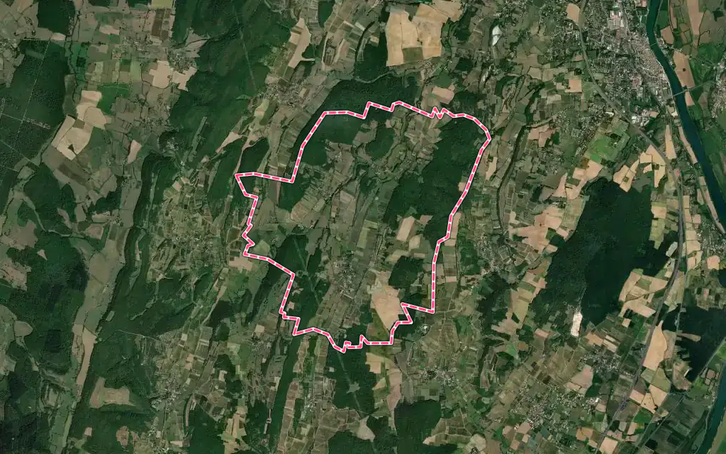 Vue satellite de Ozenay avec ses contours administratifs