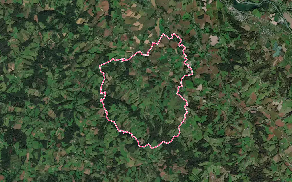 Vue satellite de Ozenx-Montestrucq avec ses contours administratifs