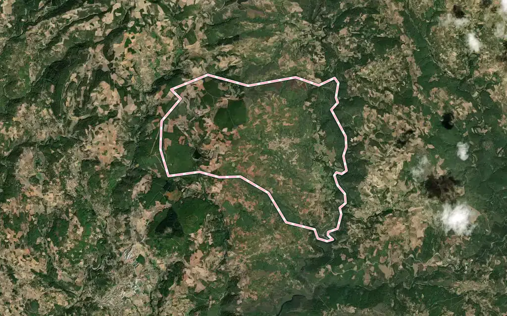 Vista satélite de Paçô con su contorno administrativo