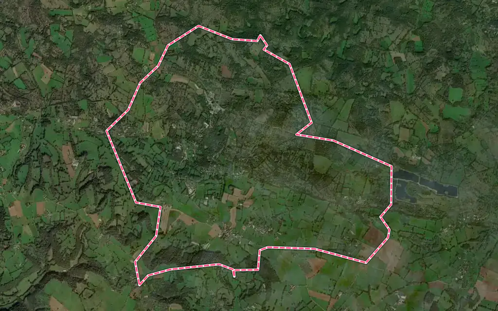 Vue satellite de Padirac avec ses contours administratifs
