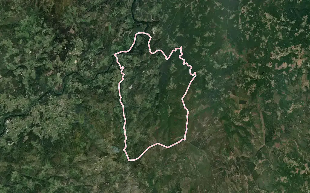 Vista satélite de Padrenda con su contorno administrativo