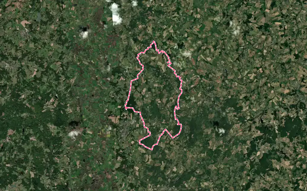 Vue satellite de Pageas avec ses contours administratifs
