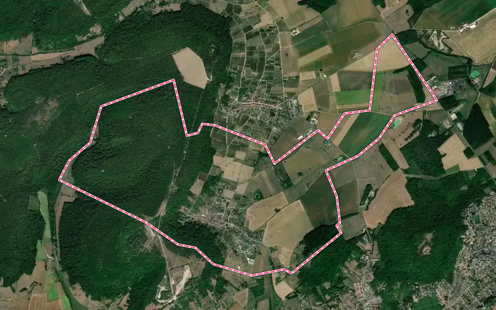 Vue satellite de Pagney-derrière-Barine avec ses contours administratifs