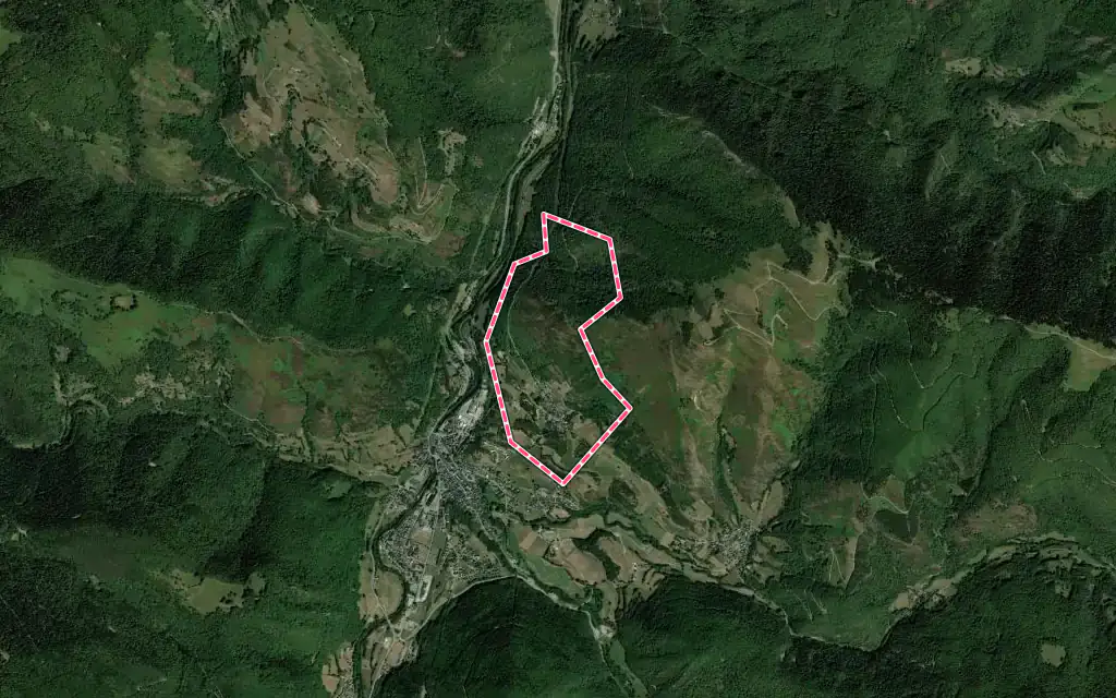 Vue satellite de Pailhac avec ses contours administratifs