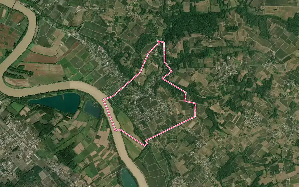 Vue satellite de Paillet avec ses contours administratifs