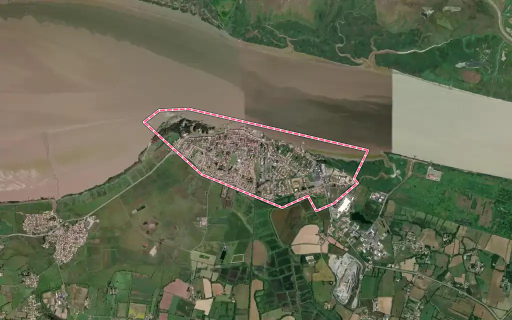 Vue satellite de Paimbœuf avec ses contours administratifs