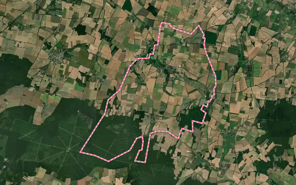 Vue satellite de Paizay-le-Chapt avec ses contours administratifs