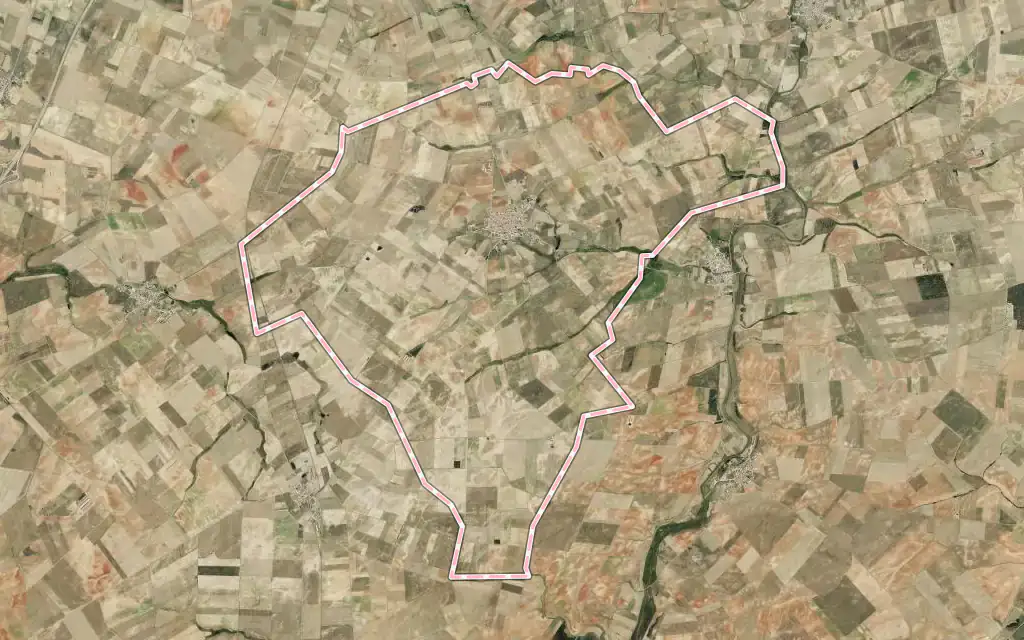 Vista satélite de Pajares de la Lampreana con su contorno administrativo