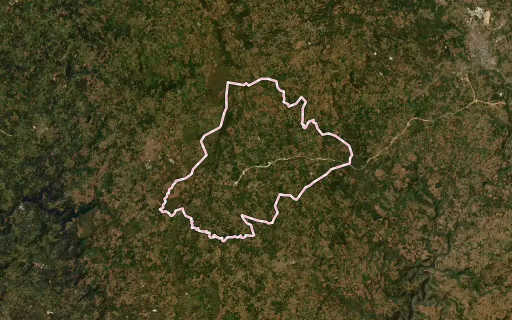 Vista satélite de Palas de Rei con su contorno administrativo