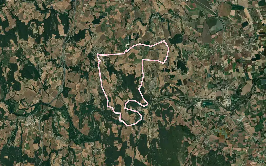 Vista satélite de Palau de Santa Eulàlia con su contorno administrativo