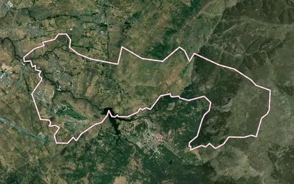 Vista satélite de Palazuelos de Eresma con su contorno administrativo