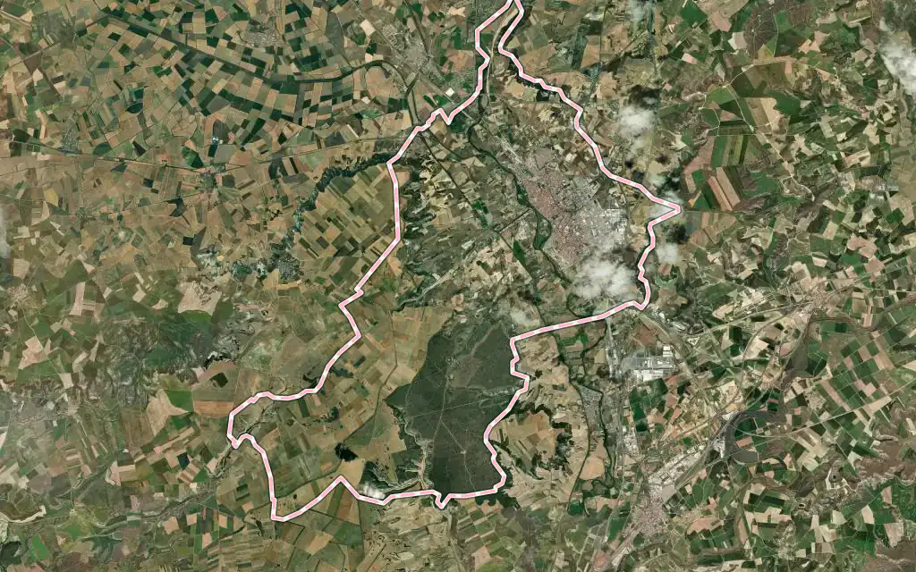 Vista satélite de Palencia con su contorno administrativo